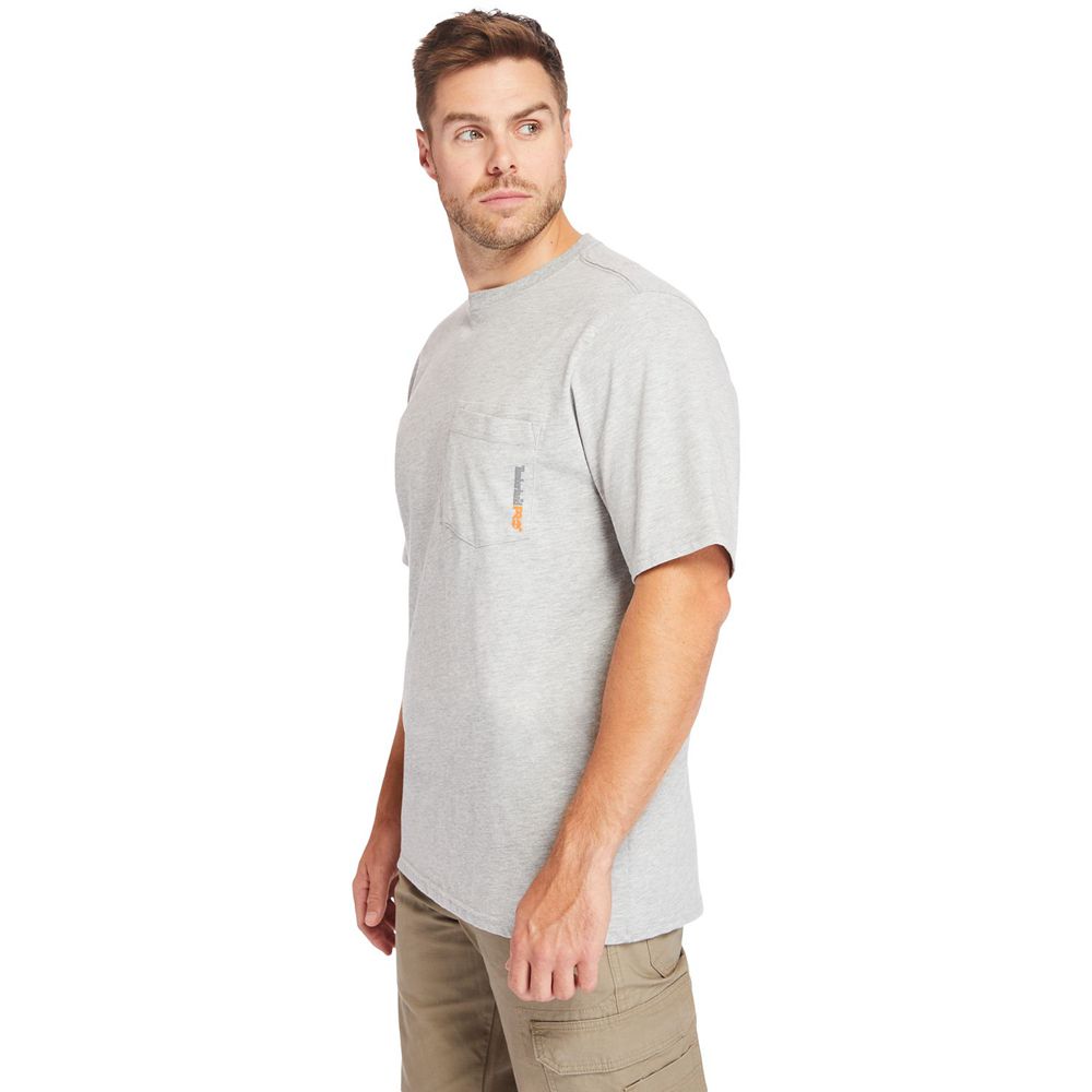 Camisetas Timberland Argentina Hombre - Pro® Big & Tall Base Plate Short-Sleeve - Gris - RDGSQM-734